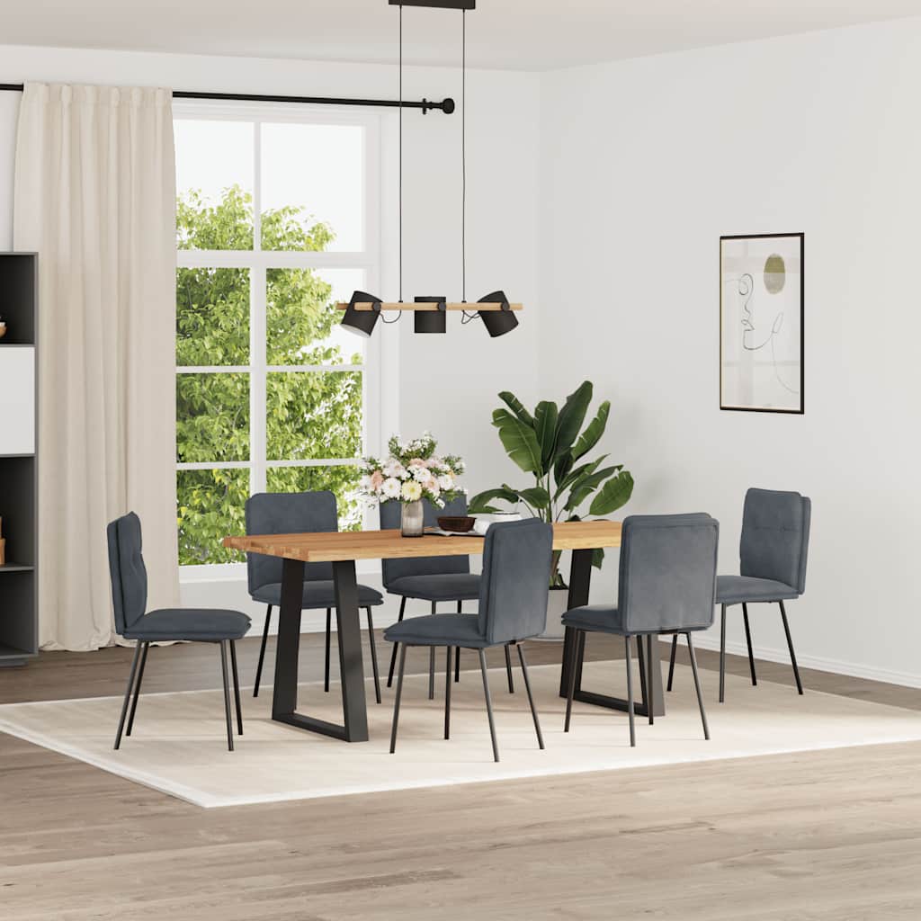 Cadeiras de jantar 6 pcs veludo cinzento-escuro