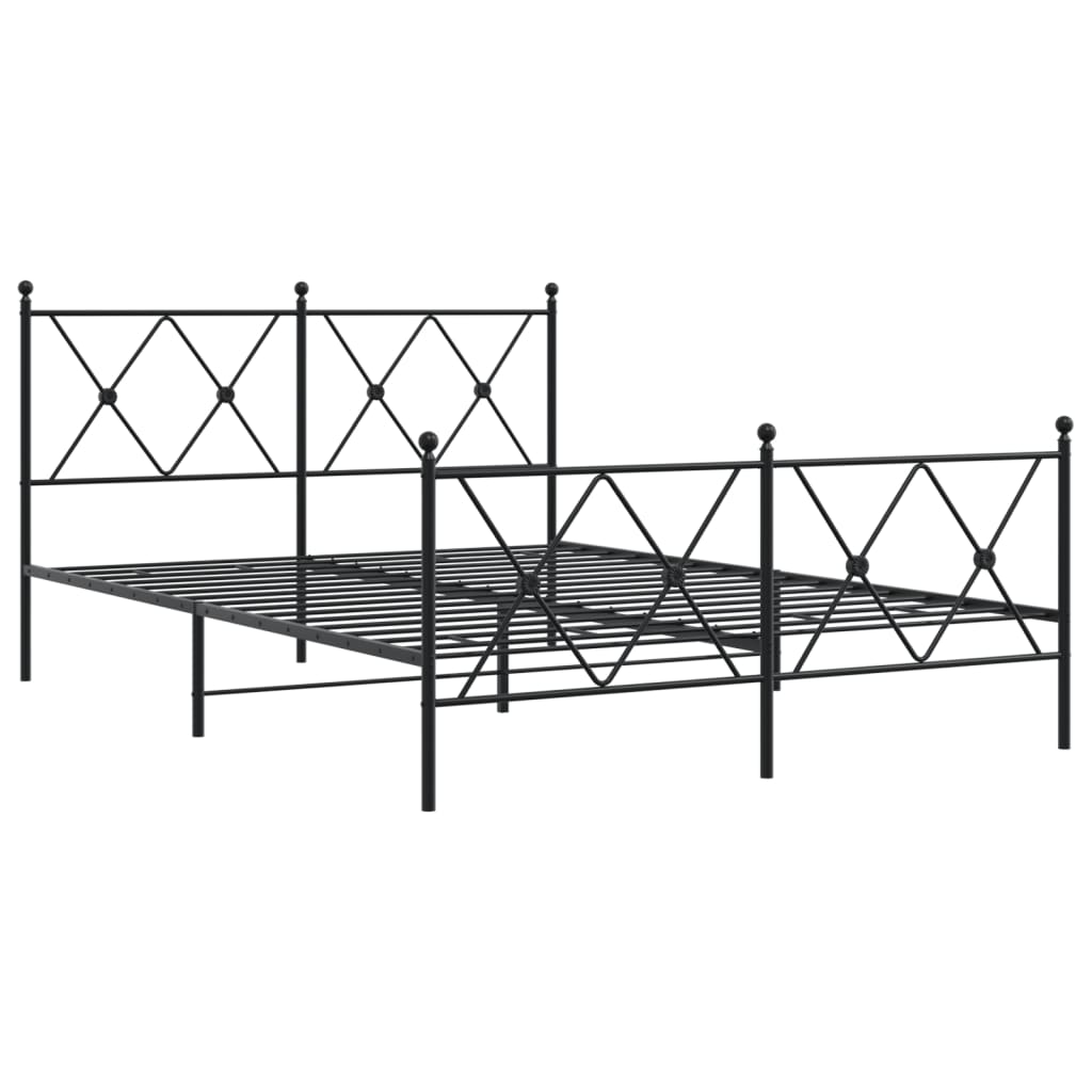 Estrutura de cama com cabeceira e pés 140x200 cm metal preto