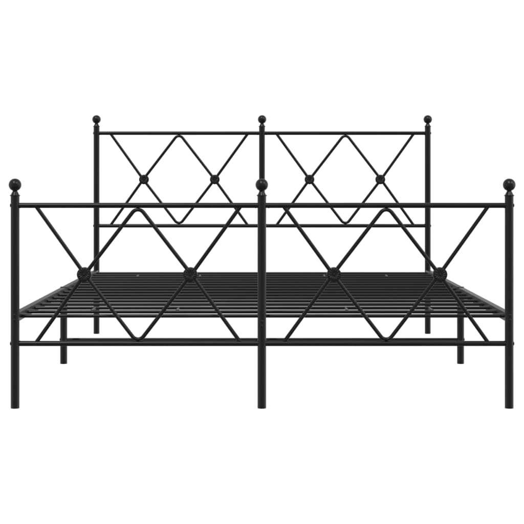 Estrutura de cama com cabeceira e pés 140x200 cm metal preto