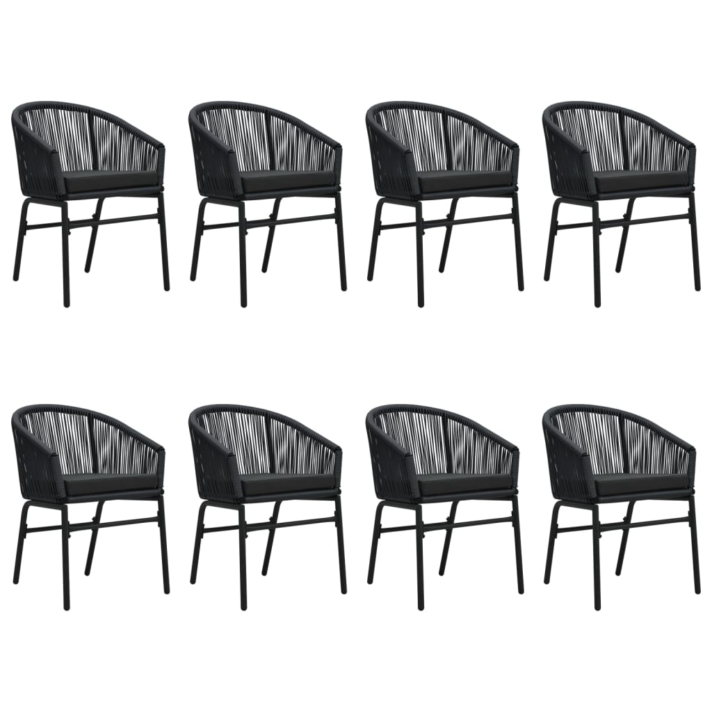 9 Pcs conjunto de jantar para jardim preto