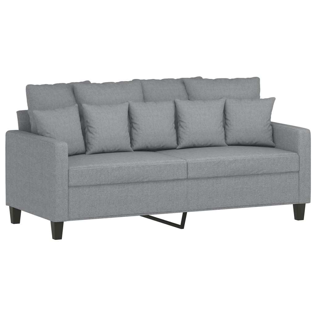 3 Pcs conjunto de sofás com almofadões tecido cinzento-claro