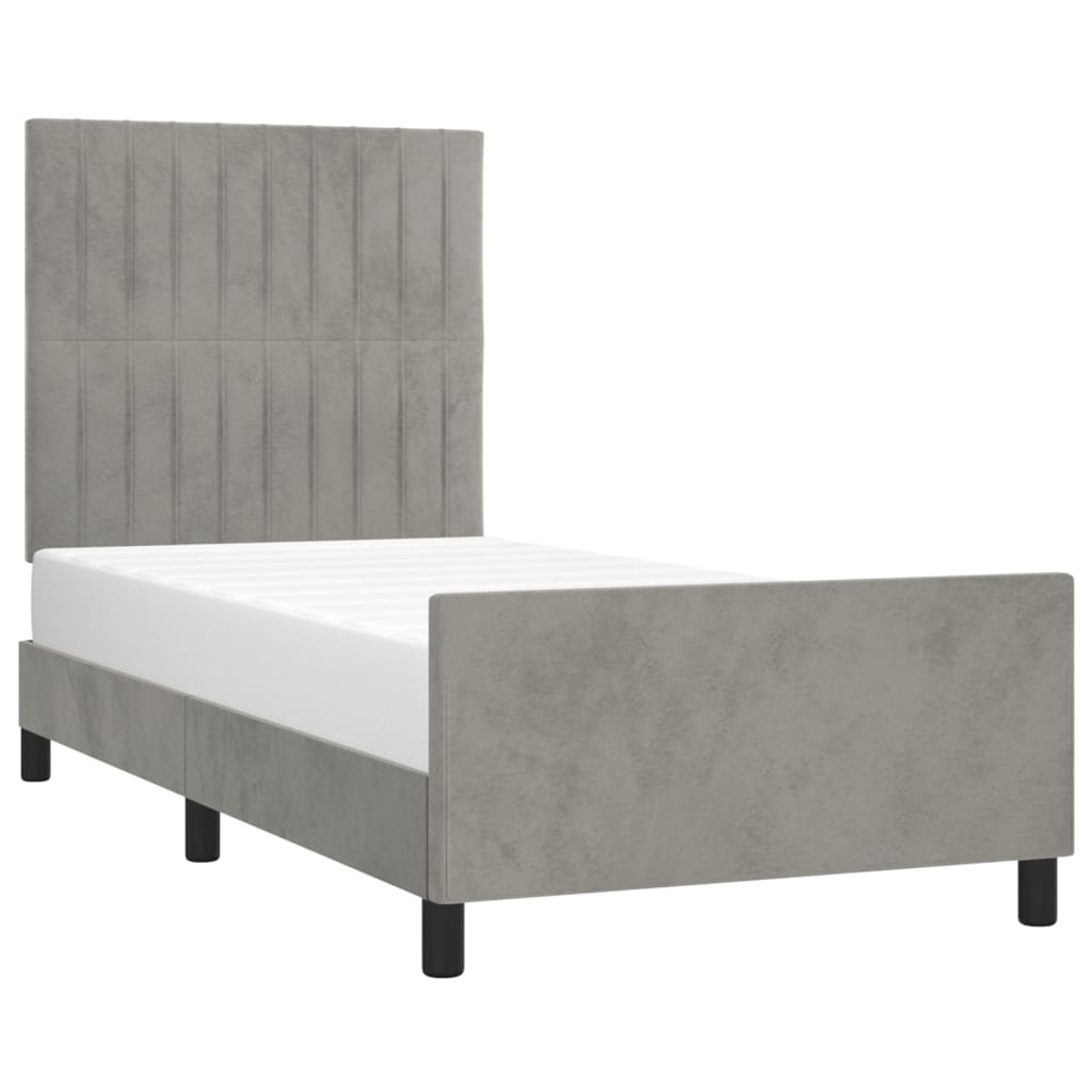 Estrutura de cama sem colchão 90x190 cm veludo cinzento-claro