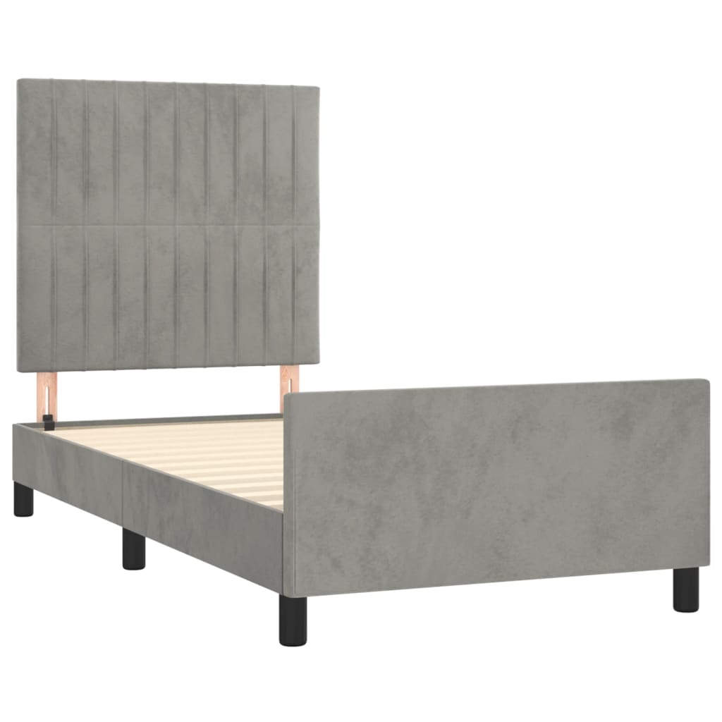 Estrutura de cama sem colchão 90x190 cm veludo cinzento-claro