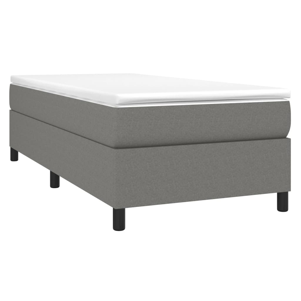 Estrutura de cama com molas 100x200 cm tecido cinzento-escuro