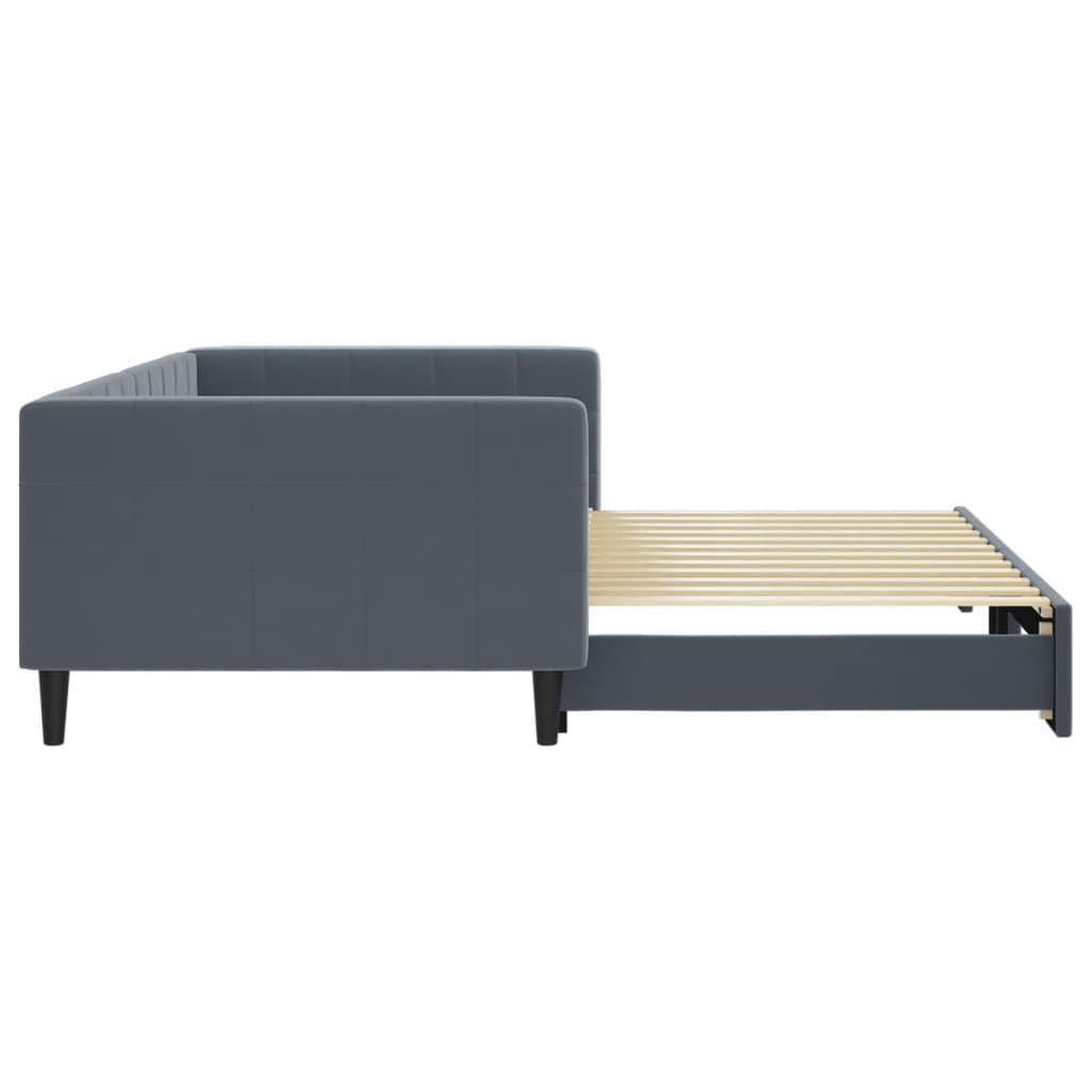 Sofá-cama com gavetão 100x200 cm veludo cinzento-escuro