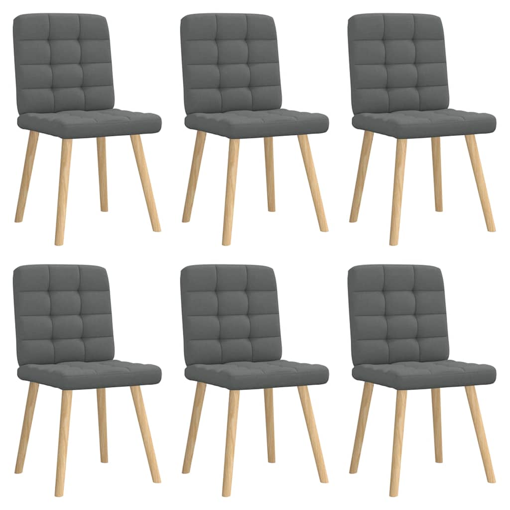 Cadeiras de jantar 6 pcs tecido cinzento-escuro