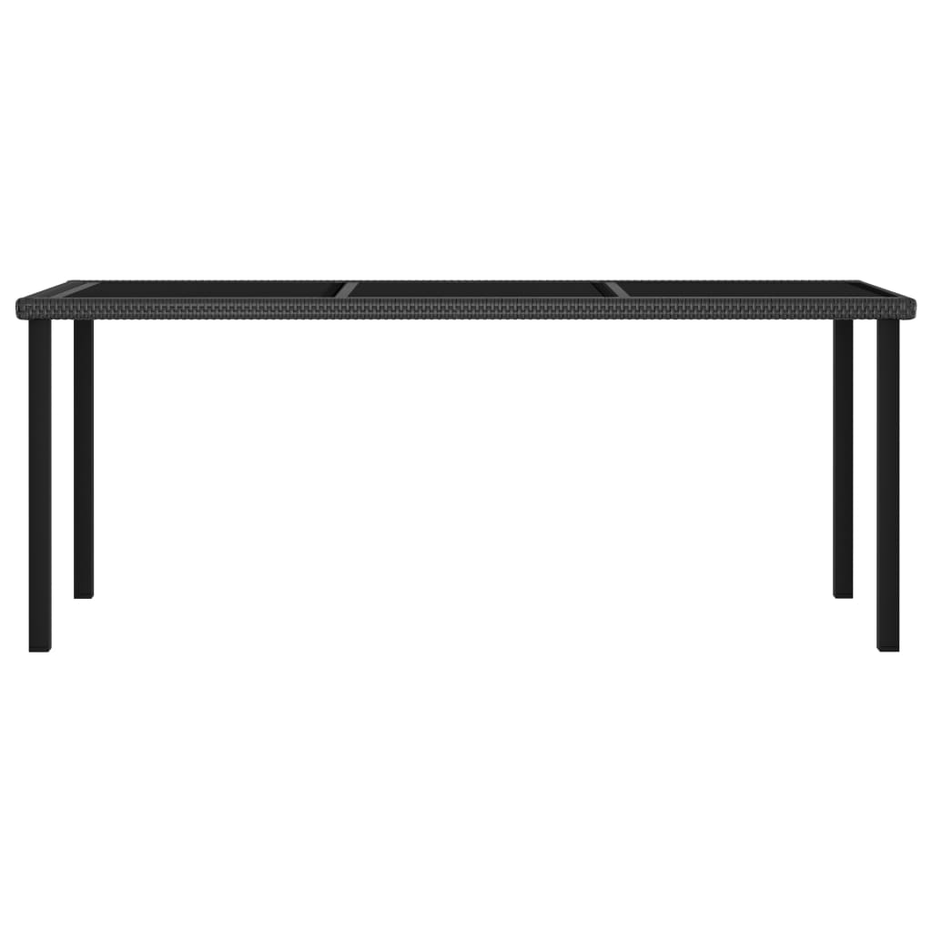 9 Pcs conjunto de jantar para jardim vime PE preto