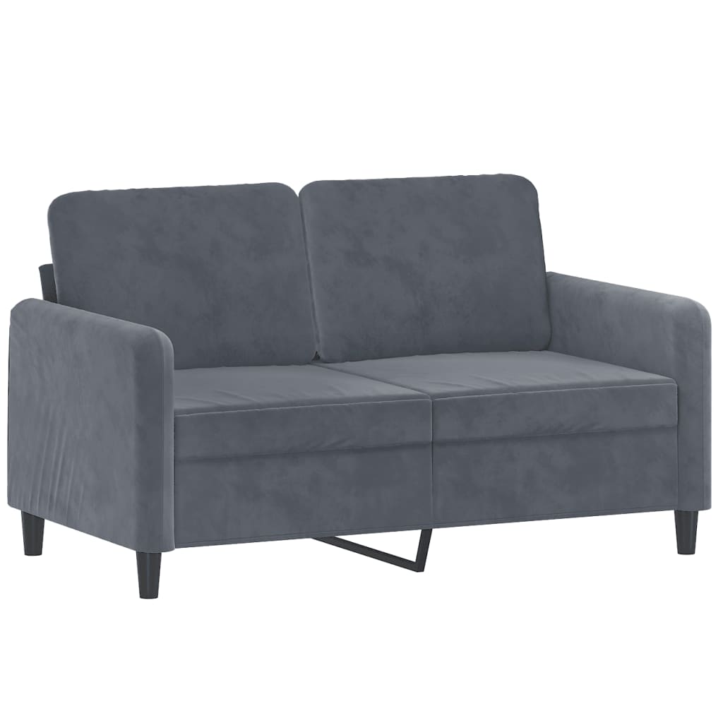3 Pcs conjunto de sofás com almofadas veludo cinzento-escuro