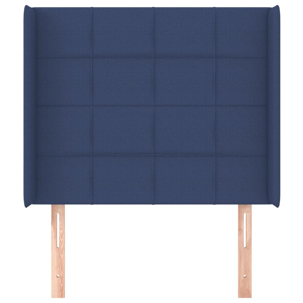 Cabeceira de cama c/ abas tecido 103x16x118/128 cm azul