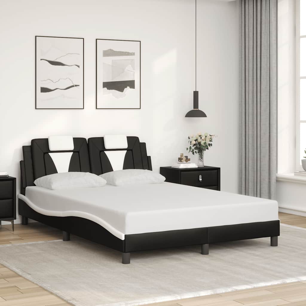 Estrutura de cama viana sem colchão 120x200 couro artif. preto/branco