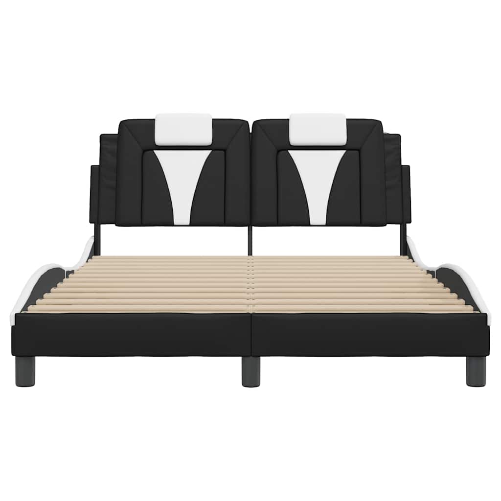 Estrutura de cama viana sem colchão 120x200 couro artif. preto/branco