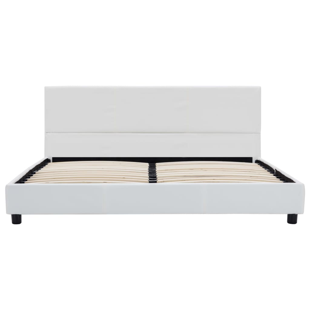 Estrutura de cama 140x200 cm couro artificial branco