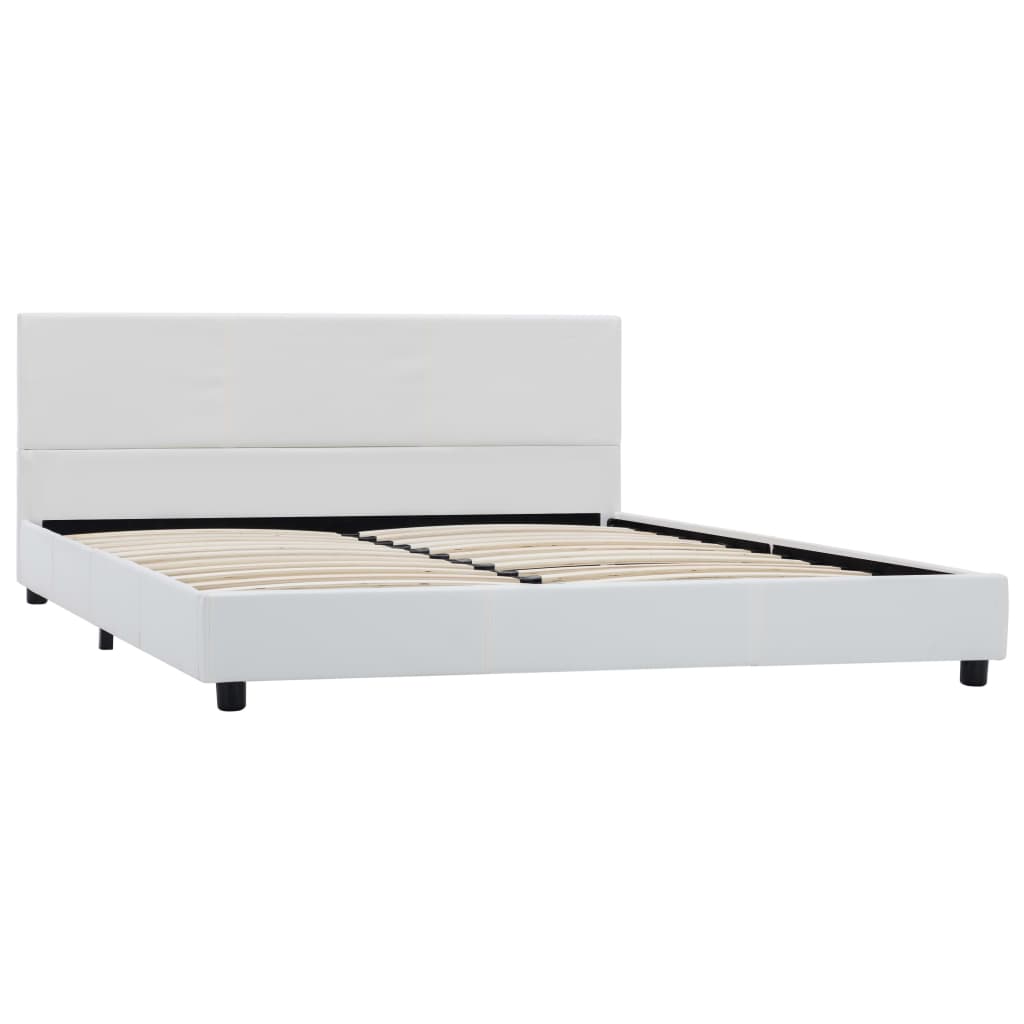 Estrutura de cama 140x200 cm couro artificial branco