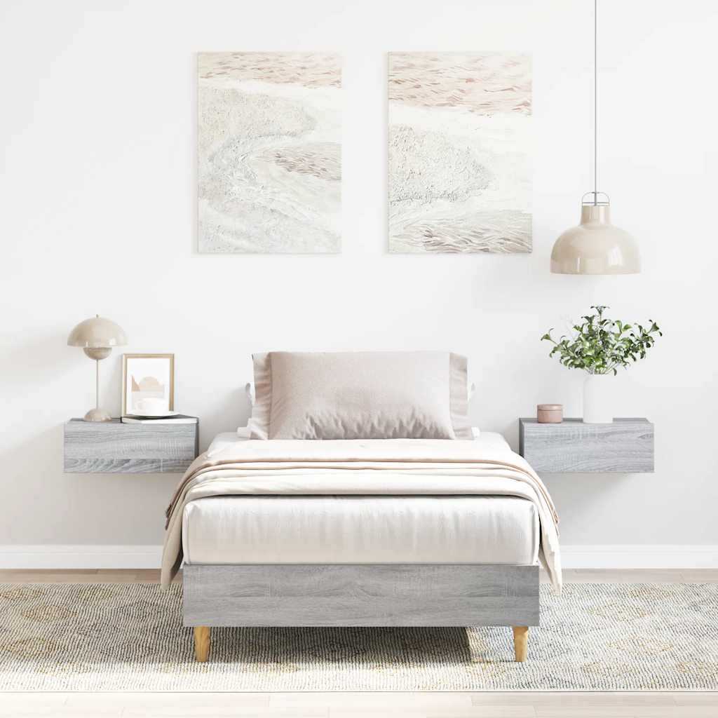 Estrutura cama s/ colchão 100x200 cm cinzento sonoma