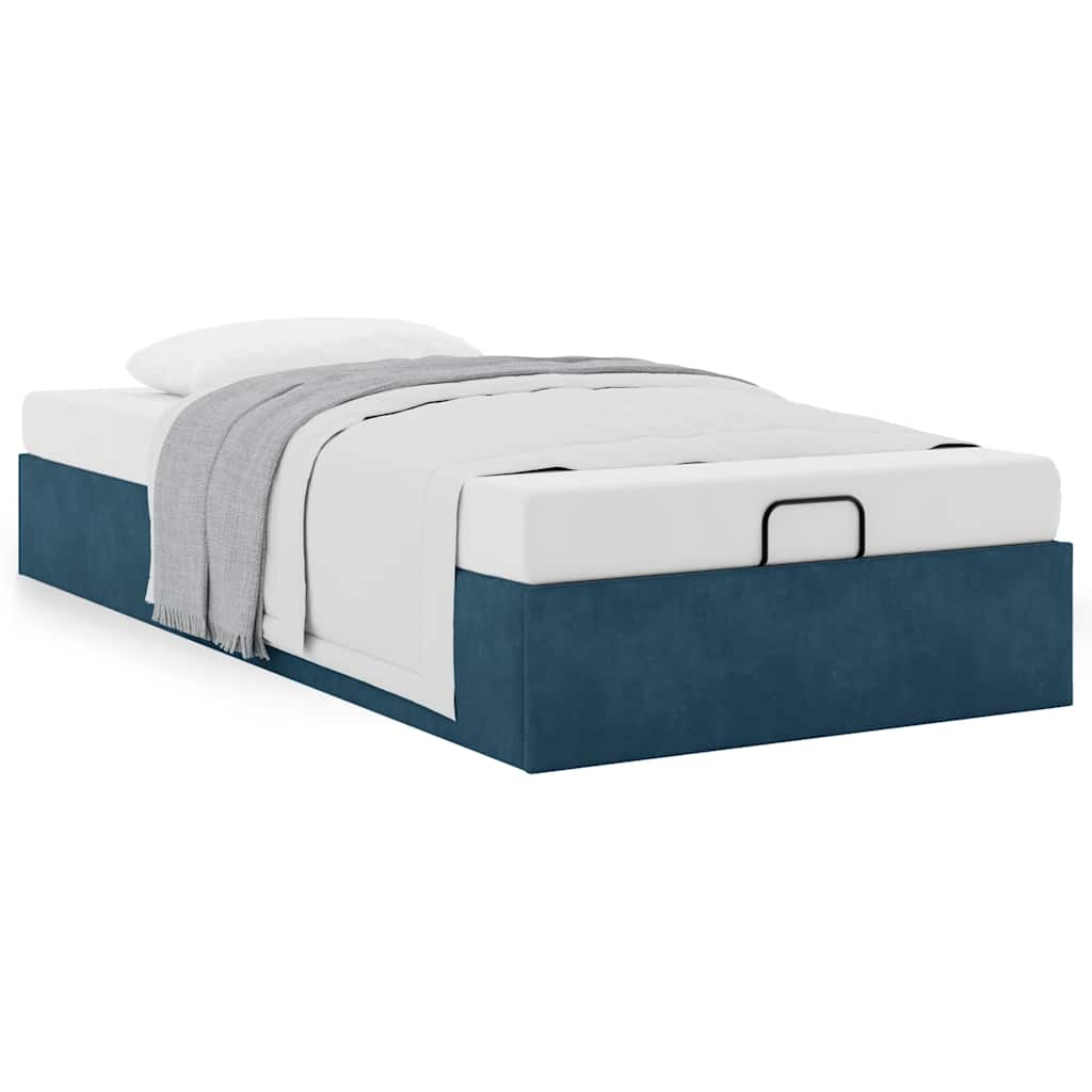 Otomano bed frame no colchão azul escuro 80x200 cm veludo
