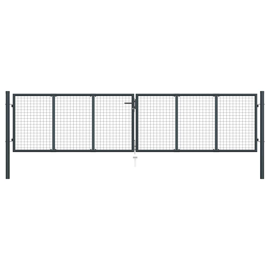 Portão de jardim em tela de aço galvanizado 400x100 cm cinza