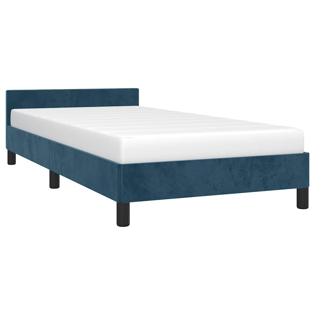 Estrutura de cama sem colchão 100x200 cm veludo azul-escuro