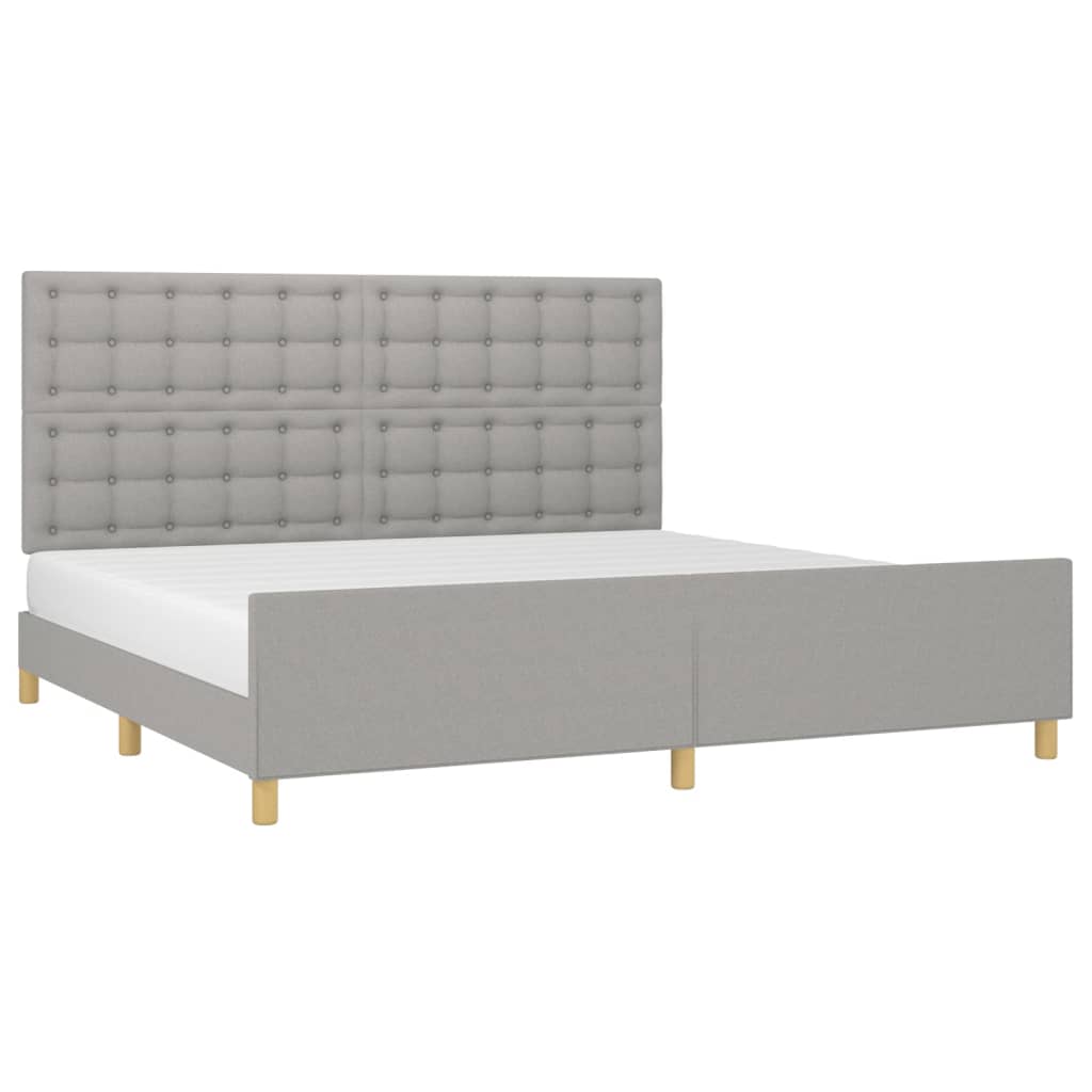 Estrutura de cama sem colchão 200x200 cm tecido cinzento-claro
