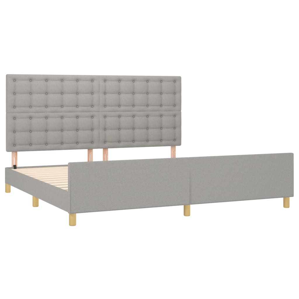 Estrutura de cama sem colchão 200x200 cm tecido cinzento-claro
