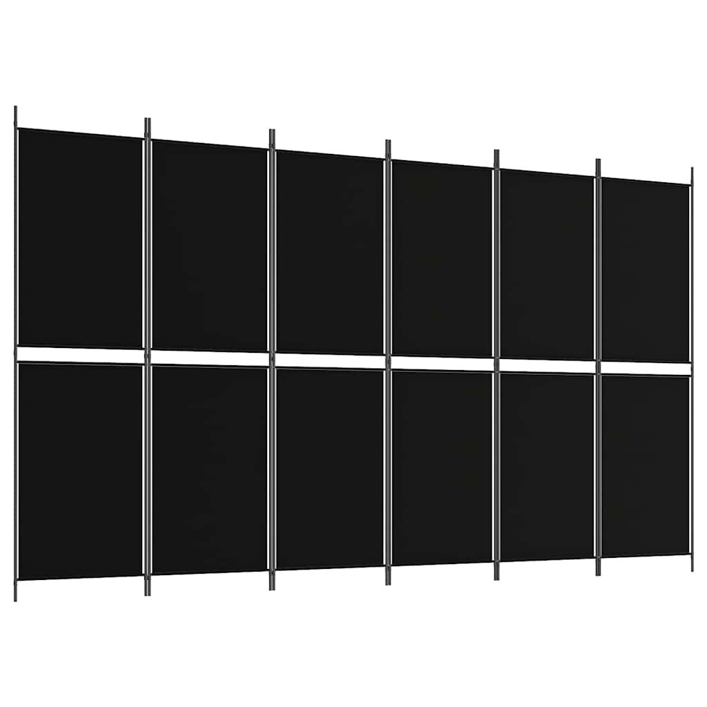 Divisória/biombo com 6 painéis 300x180 cm tecido preto