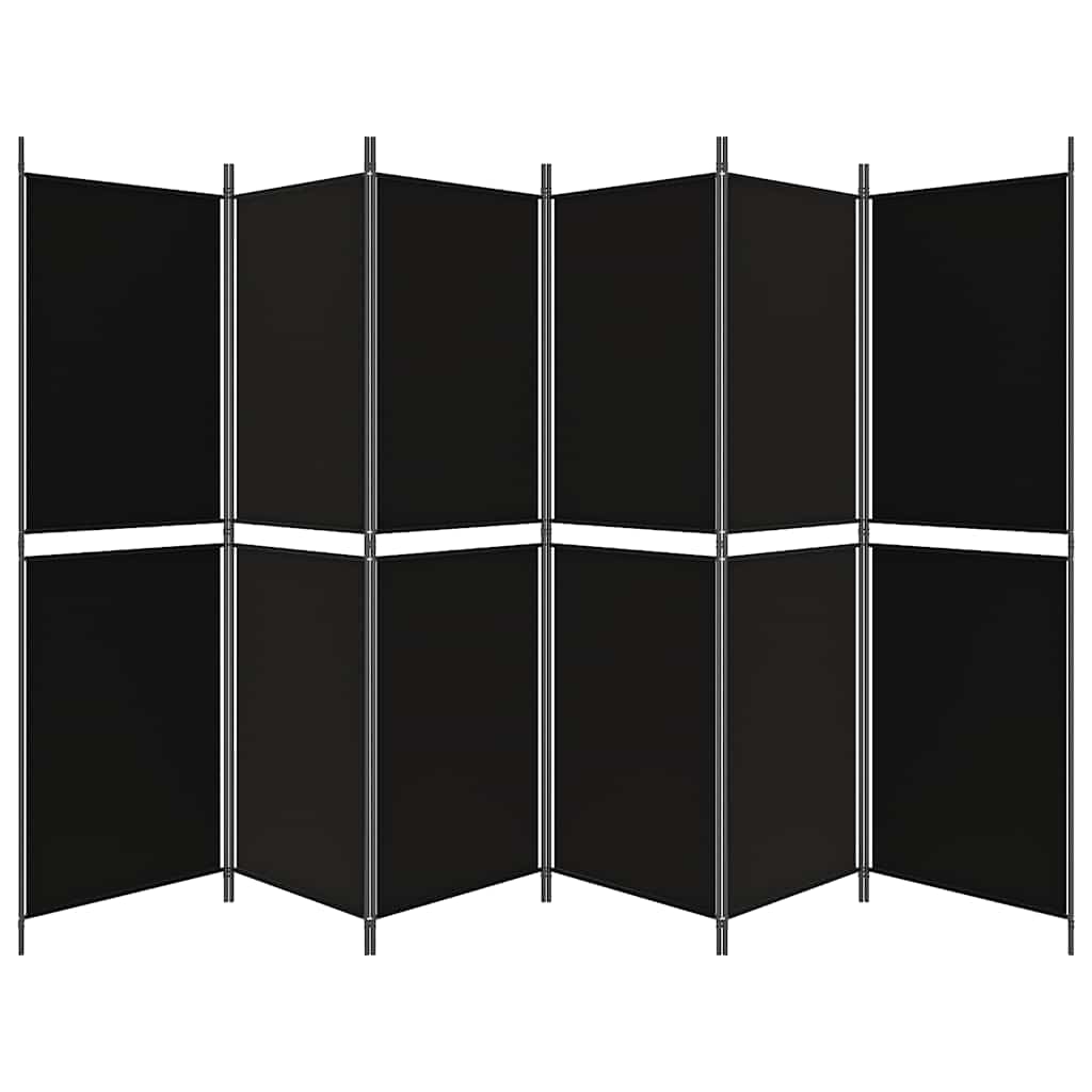 Divisória/biombo com 6 painéis 300x180 cm tecido preto