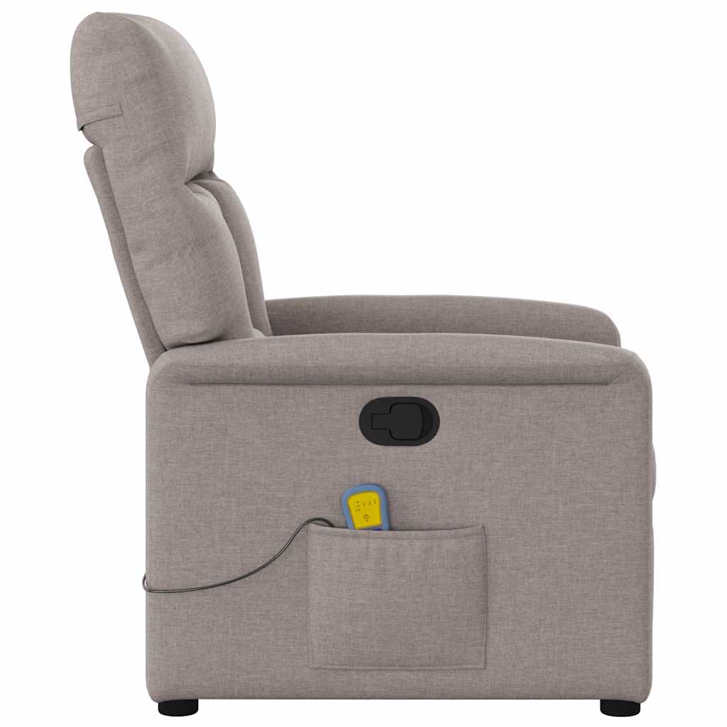 Poltrona de massagens reclinável tecido cinzento-acastanhado