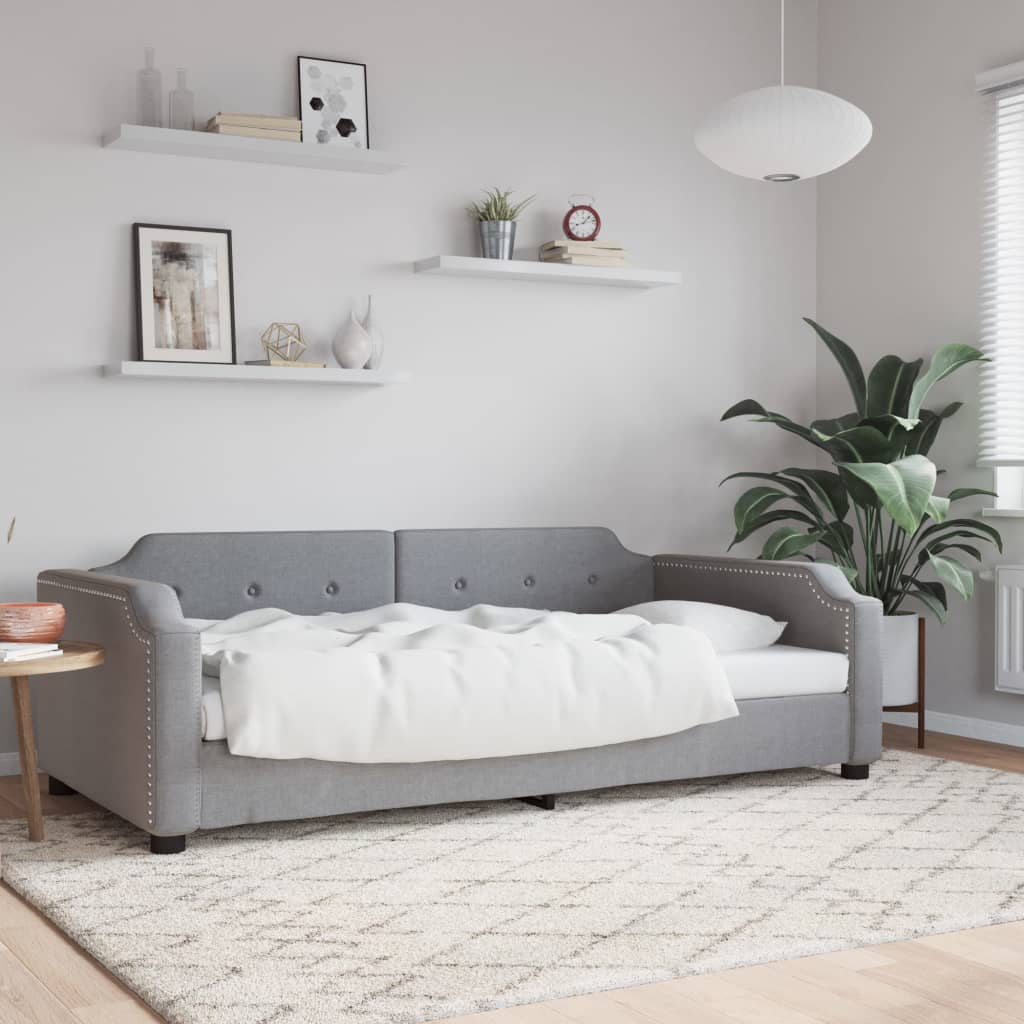 Sofá-cama 100x190 cm tecido cinzento-claro