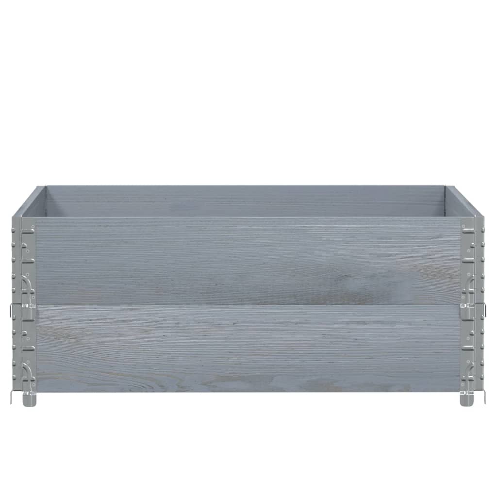 Colares p/ paletes 2 pcs 100x100 cm madeira pinho maciça cinza