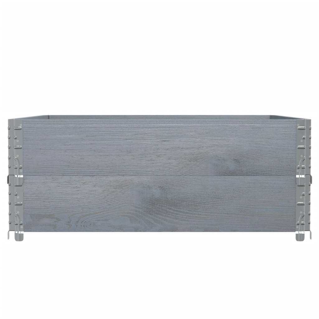 Colares p/ paletes 2 pcs 100x100 cm madeira pinho maciça cinza
