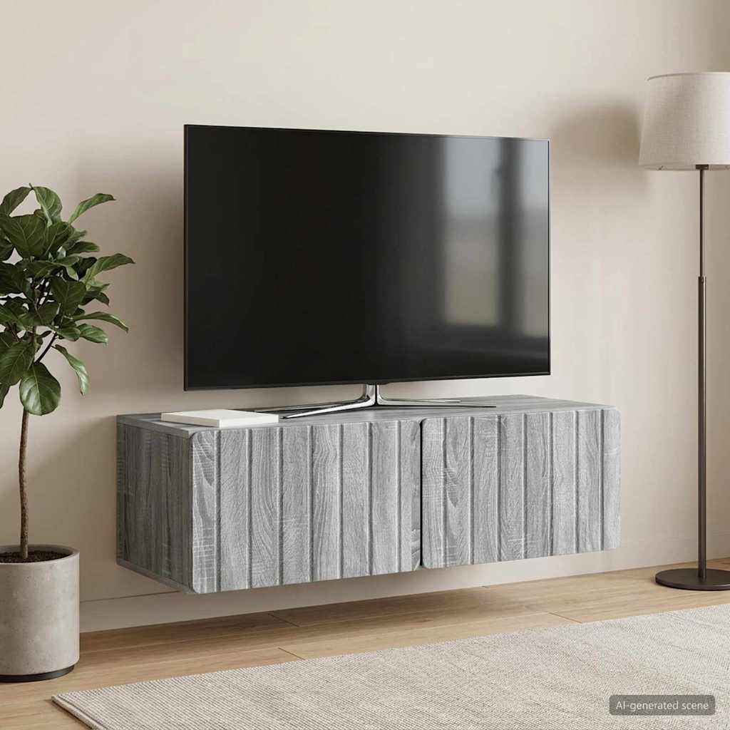 Gabinete de TV de parede 98 x 41 x 30 cm sonoma cinzento