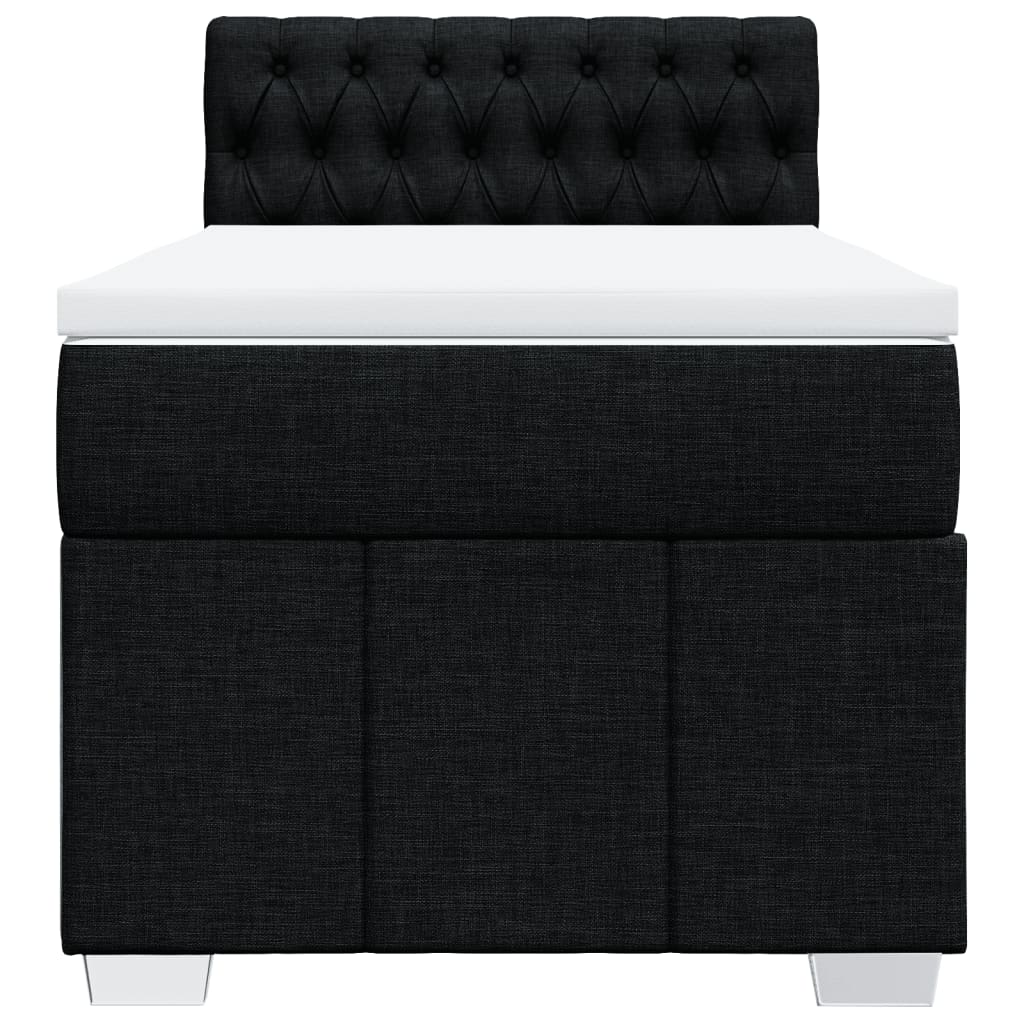 Cama com molas/colchão 80x200 cm tecido preto