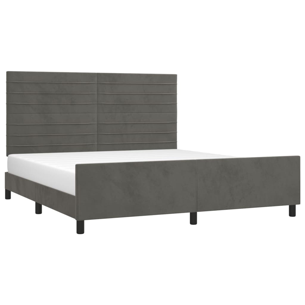 Estrutura de cama sem colchão 160x200 cm veludo cinzento-escuro