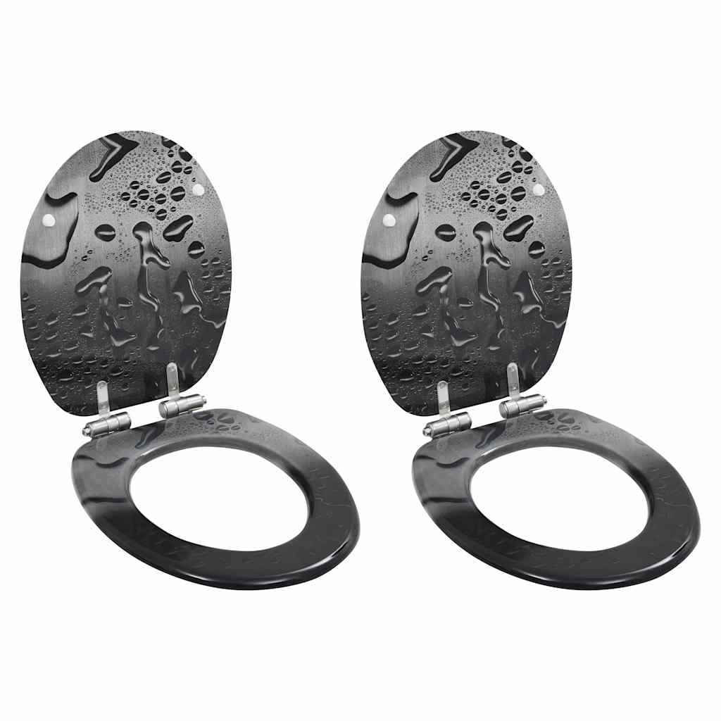 Assentos sanita 2 pcs c/ tampas fecho suave MDF design gotas