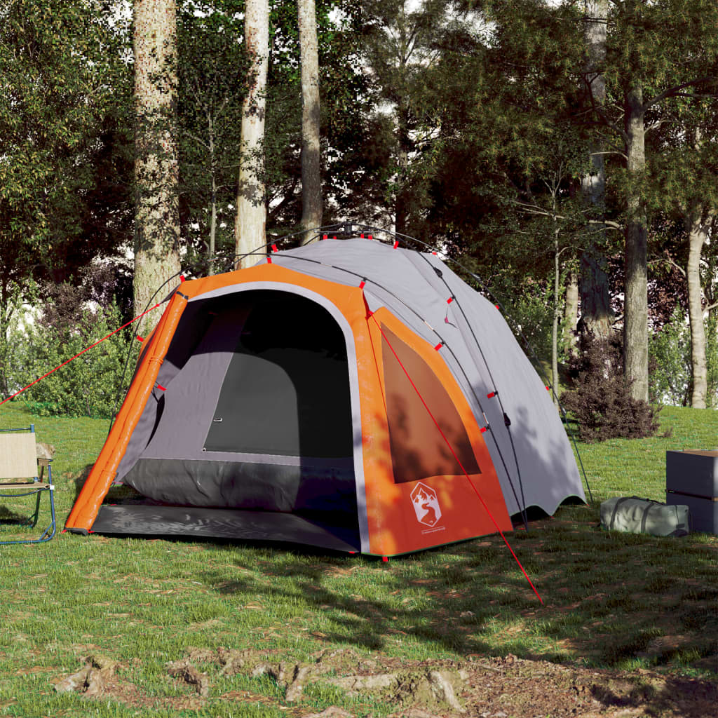 Tenda campismo cúpula 3 pessoas libertação rápida cinza/laranja