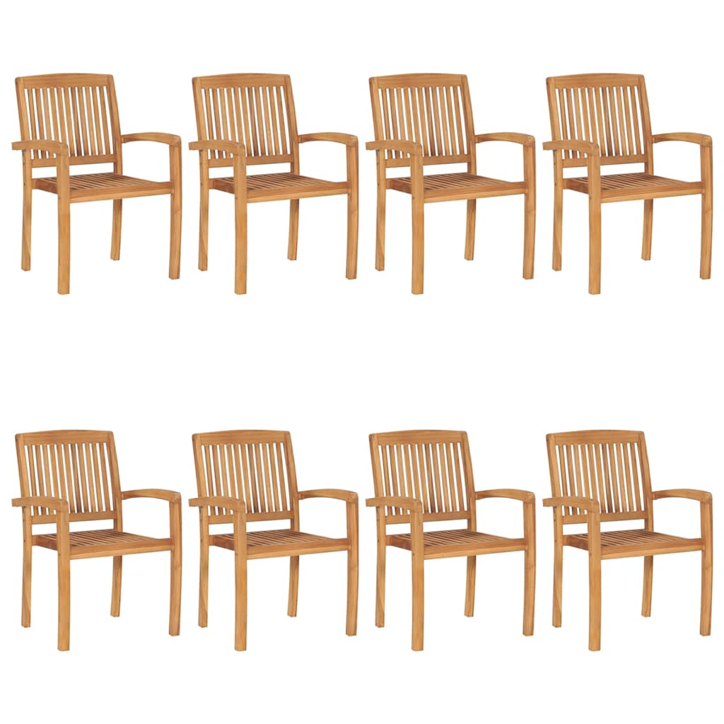 Cadeiras de jardim empiháveis c/ almofadões 8 pcs teca maciça
