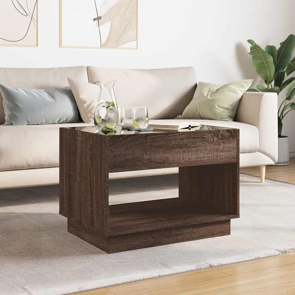 Mesa de centro luzes LED infinity 70x50x50 cm carvalho castanho