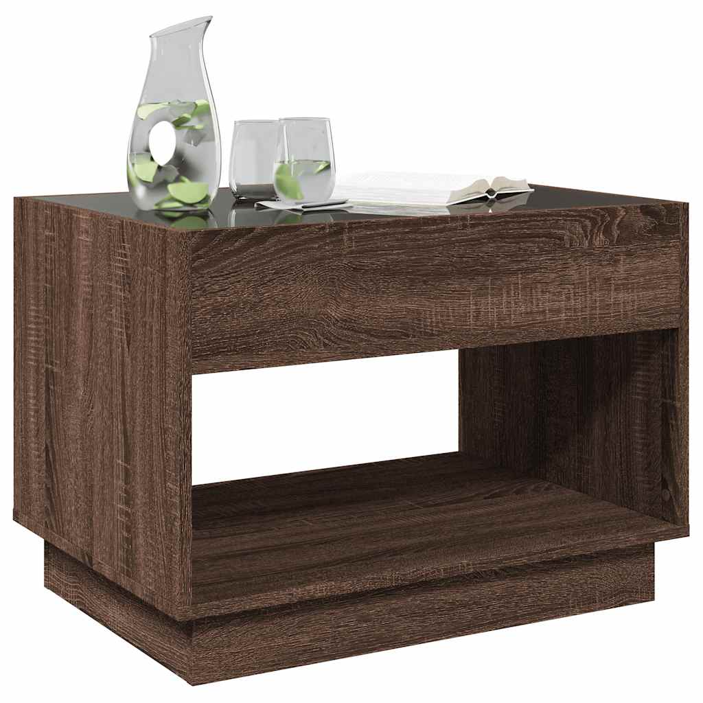 Mesa de centro luzes LED infinity 70x50x50 cm carvalho castanho