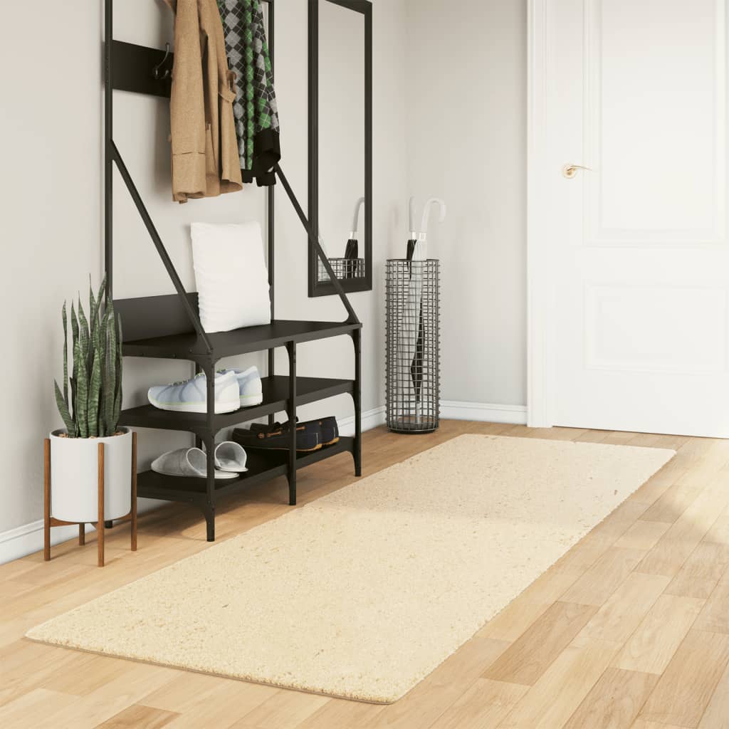 Tapete pelo curto macio e lavável huarte 80x250 cm cor creme