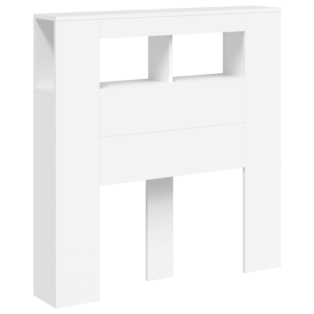 Cabeceira cama c/ leds 100x18,5x103,5 cm deriv. madeira branco