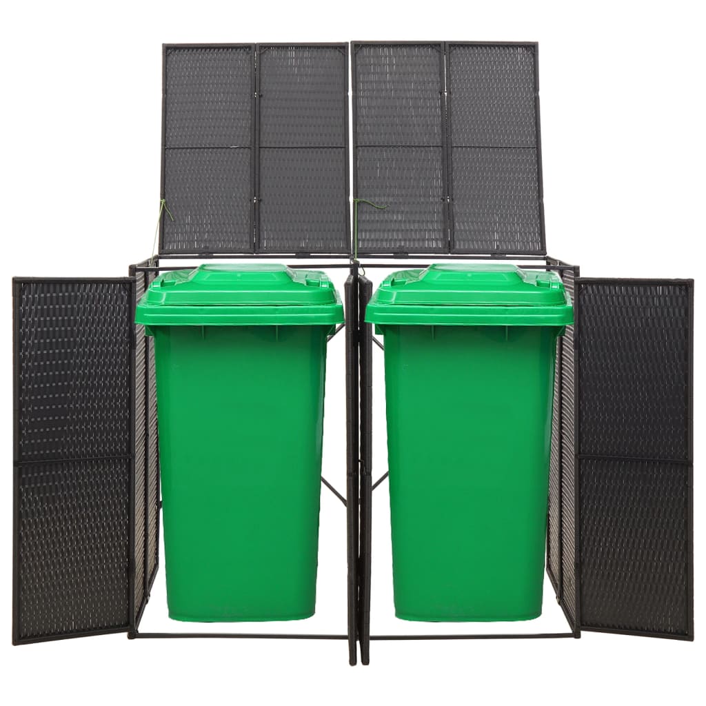 Unidade dupla p/ caixotes do lixo 140x80x117 vime PE preto