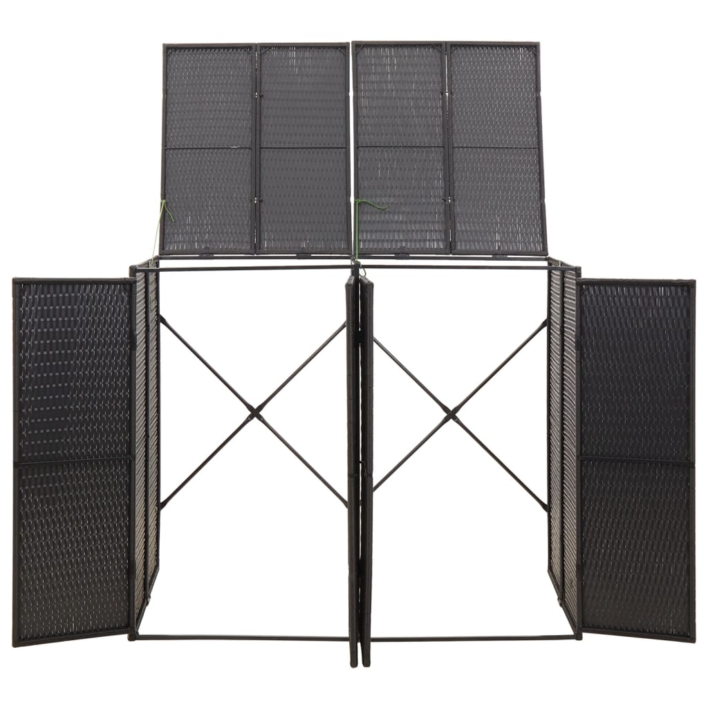 Unidade dupla p/ caixotes do lixo 140x80x117 vime PE preto
