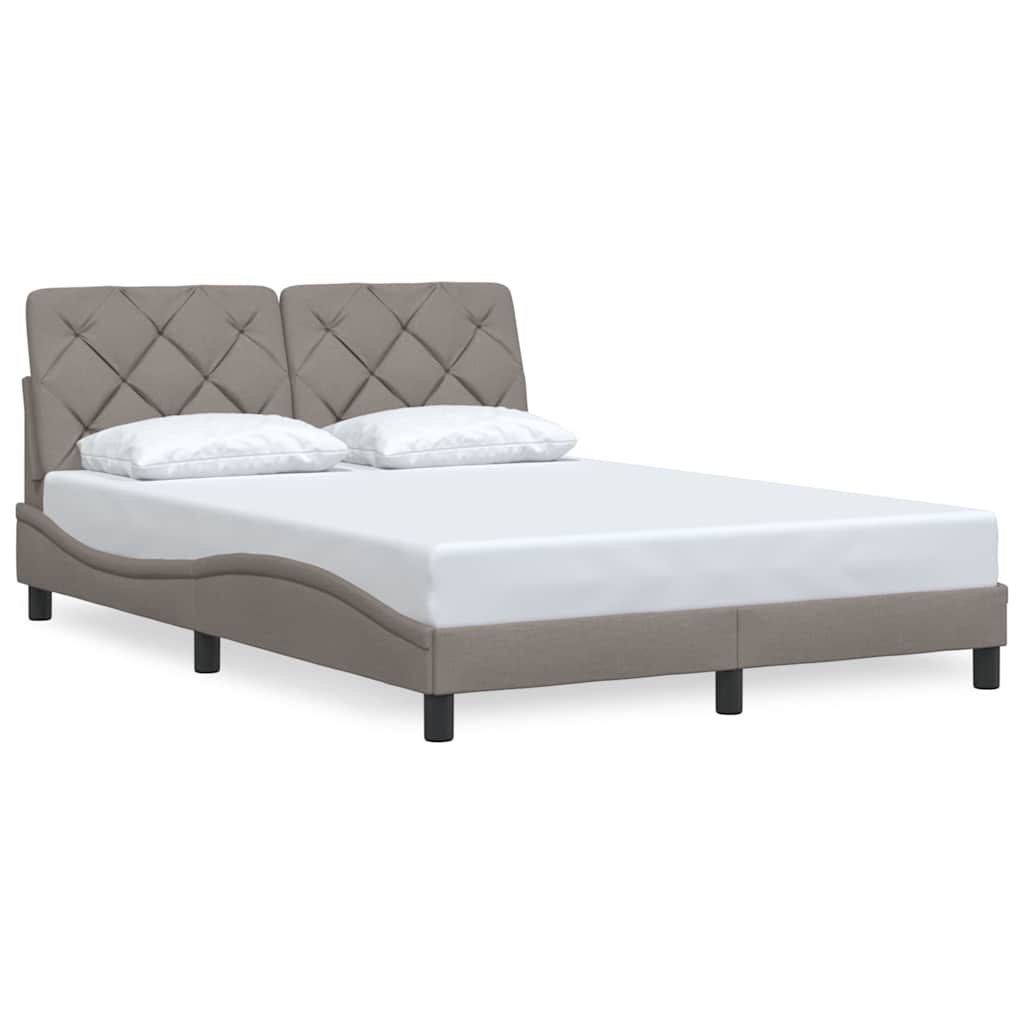 Estrutura de cama sem colchão 140x200 cm tecido castanho-acinzentado