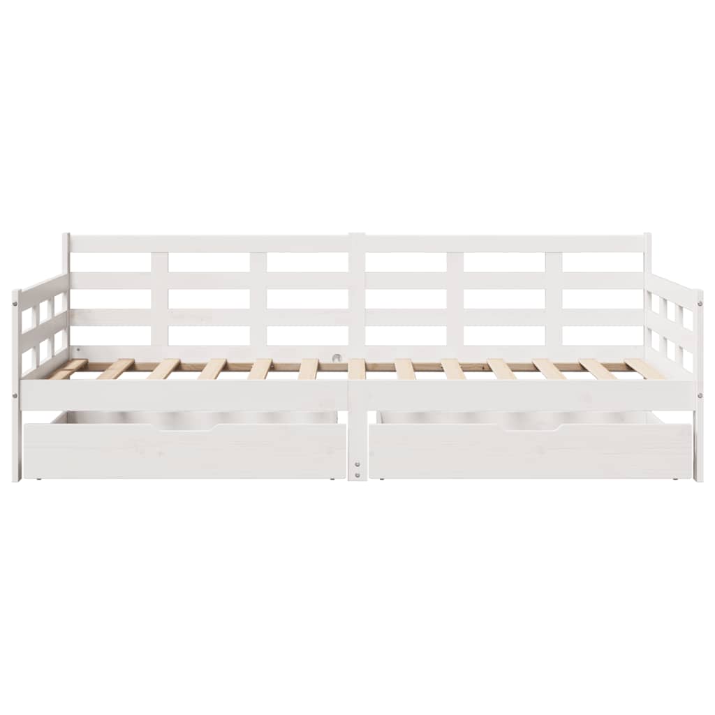 Sofá-cama c/ gavetas 90x200cm madeira de pinho maciça branco