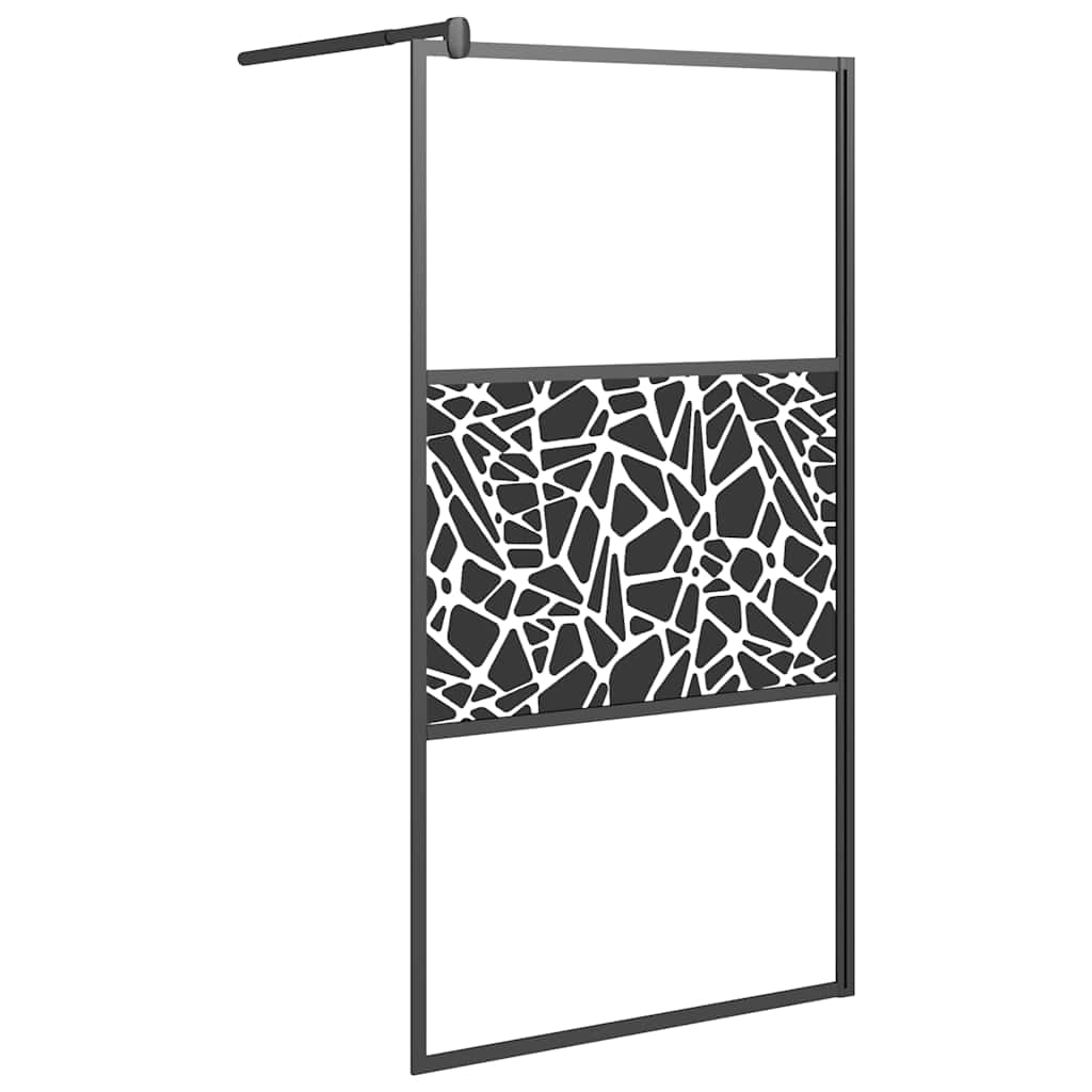 Divisória de chuveiro 100x195cm vidro esg design pedras preto
