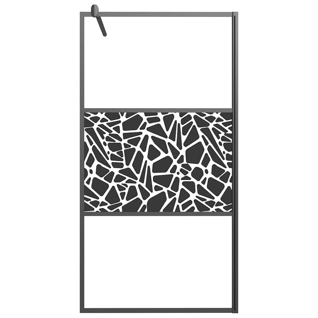 Divisória de chuveiro 100x195cm vidro esg design pedras preto