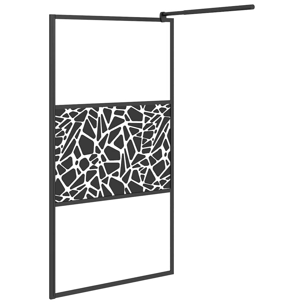 Divisória de chuveiro 100x195cm vidro esg design pedras preto