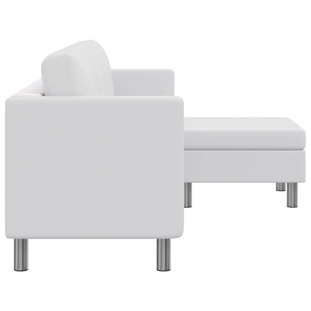 Sofá secional de 3 lugares couro artificial branco