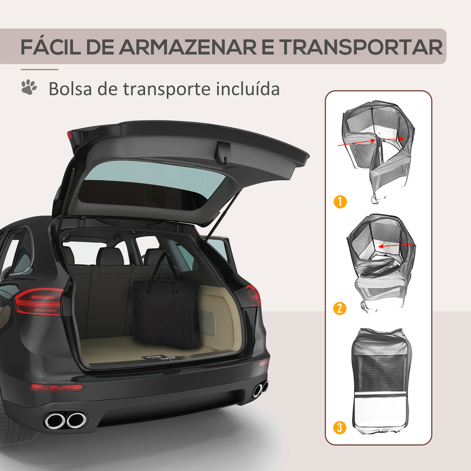 Parque para animais de estimação dobrável com 2 portas e almofada tecido oxford ø120x58 cm preto