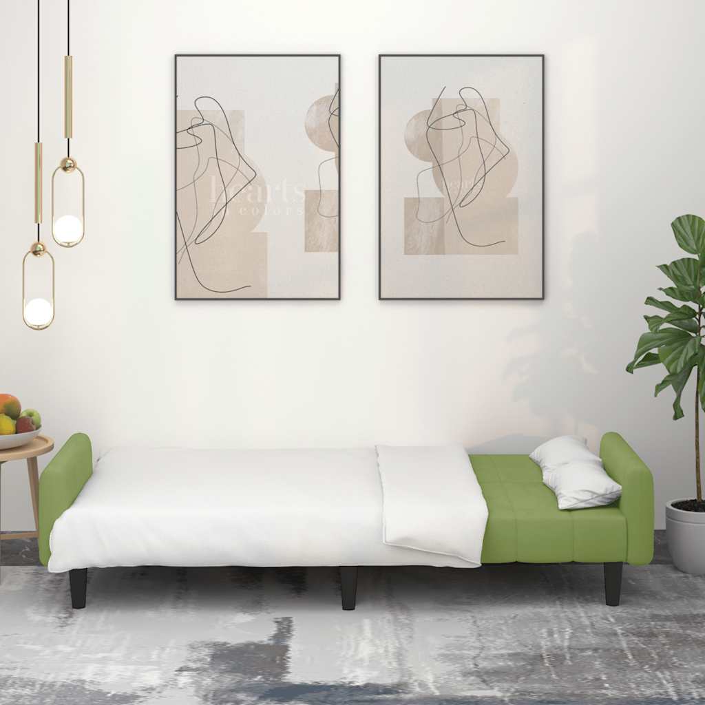 Sofá-cama de 2 lugares veludo verde-claro