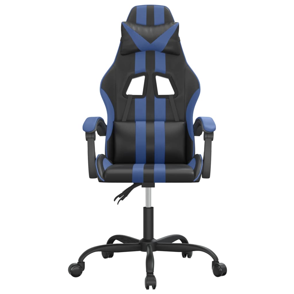 Cadeira gaming giratória couro artificial preto e azul